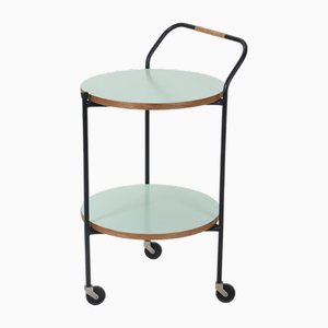 Mid-Century Serving Trolley in Steel with Trays Made of Formica and Teak, 1950s-NIX-2032496