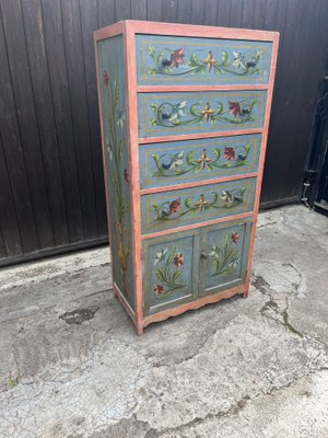 Mid-Century Sicilian Chest of Drawers with Floral Decorations, 1950s-YST-2016431