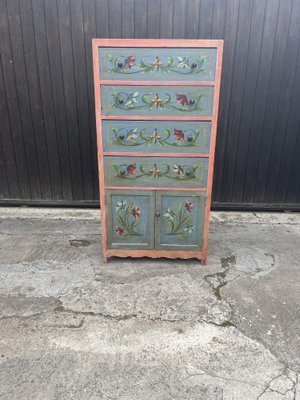 Mid-Century Sicilian Chest of Drawers with Floral Decorations, 1950s-YST-2016431