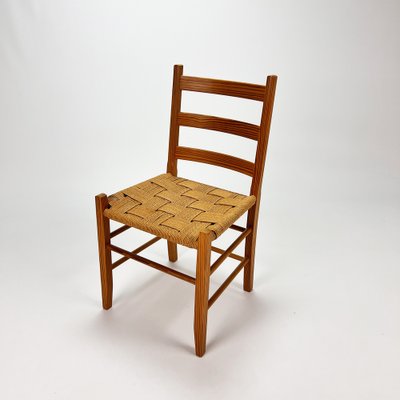 Mid-Century Side Chair in Pine and Papercord, 1960s-RMX-1385576