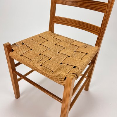 Mid-Century Side Chair in Pine and Papercord, 1960s-RMX-1385576