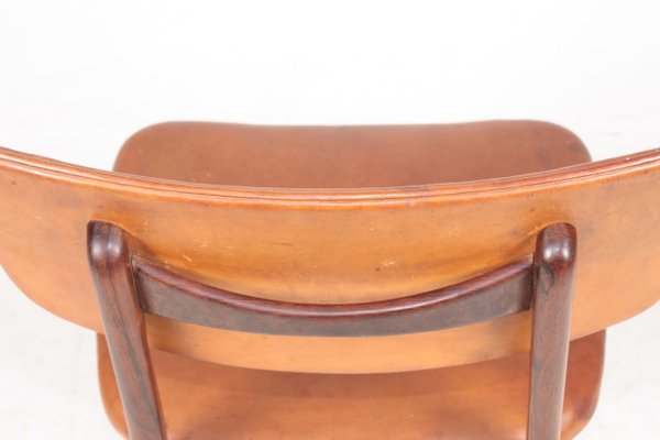 Mid-Century Side Chair in Rosewood and Patinated Leather by Gustav Bertelsen-FK-945058