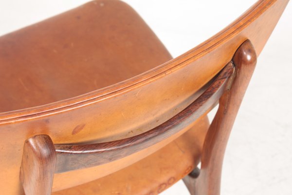 Mid-Century Side Chair in Rosewood and Patinated Leather by Gustav Bertelsen-FK-945059