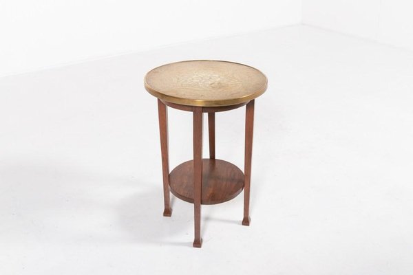 Mid-Century Side Table with Brass Top, 1960s-KMC-1808251