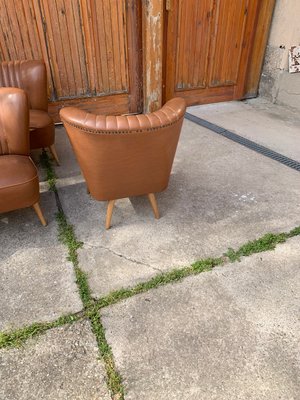 Mid-Century Sky Brown Cocktail Chairs and Sofa, 1950s, Set of 4-OXJ-1285568