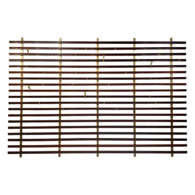 Mid-Century Slatted Coat Rack with Brass Hooks attributed to Jules Wabbes, Belgium, 1950s-FGA-1791256