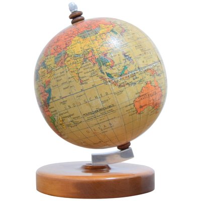 Mid-Century Small Globe With Wooden Base by Paul Rath, 1950s-TZ-832039