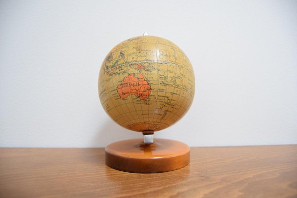 Mid-Century Small Globe With Wooden Base by Paul Rath, 1950s-TZ-832039