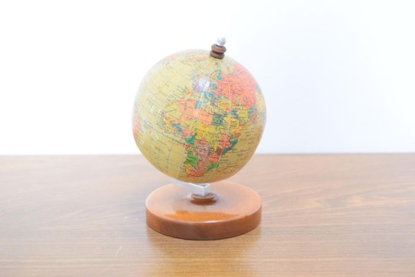 Mid-Century Small Globe With Wooden Base by Paul Rath, 1950s-TZ-832039