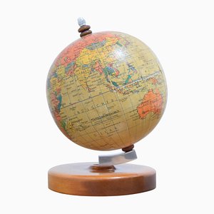 Mid-Century Small Globe With Wooden Base by Paul Rath, 1950s-TZ-832039