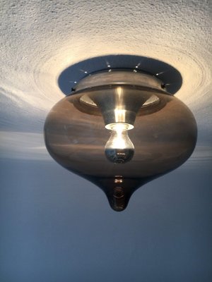 Mid-Century Smoked Glass Ceiling Lamp from Dijkstra, 1970s-BGP-848691