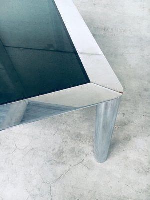 Mid-Century Smoked Glass & Chromed Steel Square Dining Table attributed to Sergio Mazza for Cinova, Italy, 1970s-RQV-1772768