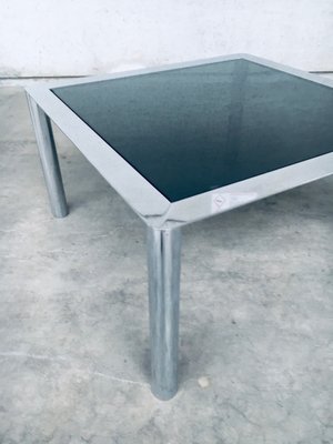 Mid-Century Smoked Glass & Chromed Steel Square Dining Table attributed to Sergio Mazza for Cinova, Italy, 1970s-RQV-1772768