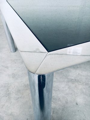 Mid-Century Smoked Glass & Chromed Steel Square Dining Table attributed to Sergio Mazza for Cinova, Italy, 1970s-RQV-1772768