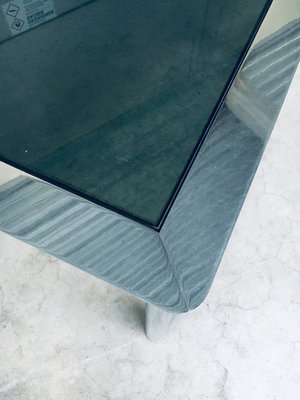 Mid-Century Smoked Glass & Chromed Steel Square Dining Table attributed to Sergio Mazza for Cinova, Italy, 1970s-RQV-1772768