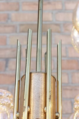 Mid-Century Solid Brass & Iridescent Molded Glass 6-Light Chandelier by Helena Tynell, 1960s-XIJ-894475