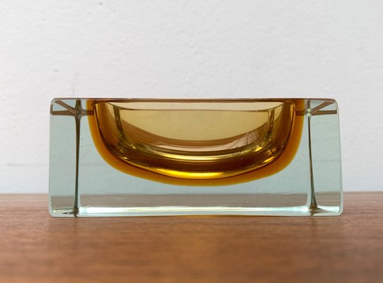 Mid-Century Sommerso Murano Glass Block Bowl, 1960s-UAH-1337873