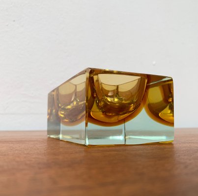 Mid-Century Sommerso Murano Glass Block Bowl, 1960s-UAH-1337873