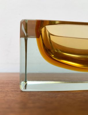 Mid-Century Sommerso Murano Glass Block Bowl, 1960s-UAH-1337873