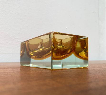 Mid-Century Sommerso Murano Glass Block Bowl, 1960s-UAH-1337873