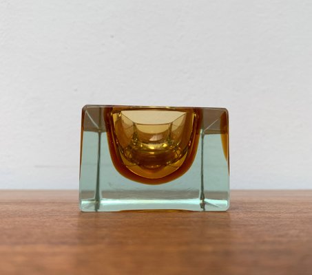 Mid-Century Sommerso Murano Glass Block Bowl, 1960s-UAH-1337873