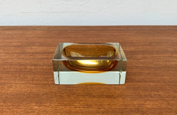 Mid-Century Sommerso Murano Glass Block Bowl, 1960s-UAH-1337873