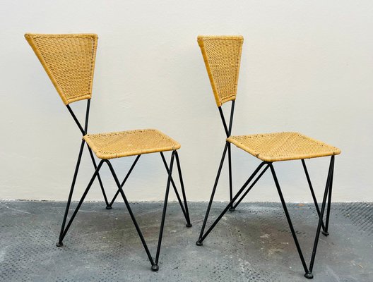 Mid-Century Sonett Series Chairs in Wicker from Karl Fostel Senior's Erben, Austria, 1950s, Set of 3-GLD-1720653