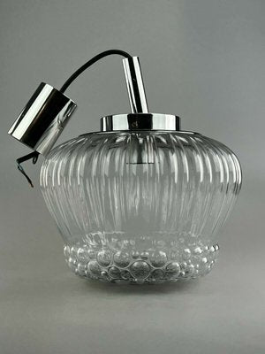 Mid-Century Space Age Ball Pendant Lamp in Bubble Glass & Chrome-EJL-1300059