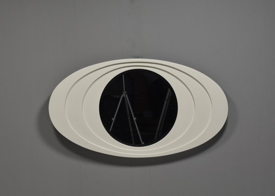 Mid-Century Space Age Carved Wood Mirror, Italy, 1970s-TE-1785949