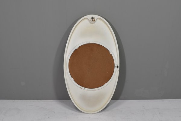 Mid-Century Space Age Carved Wood Mirror, Italy, 1970s-TE-1785949