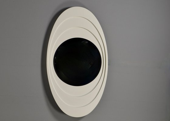 Mid-Century Space Age Carved Wood Mirror, Italy, 1970s-TE-1785949