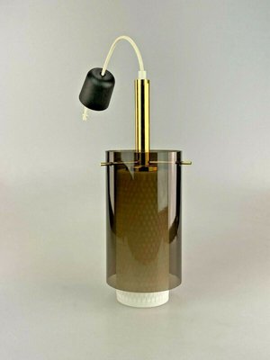 Mid-Century Space Age Ceiling Lamp in Brass & Glass, 1960s-EJL-1139035