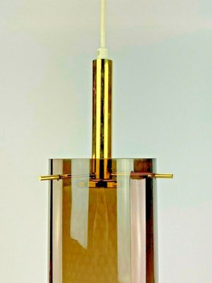 Mid-Century Space Age Ceiling Lamp in Brass & Glass, 1960s-EJL-1139035