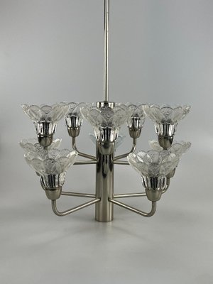 Mid-Century Space Age Chandelier in Metal & Glass, 1970s-EJL-1450705