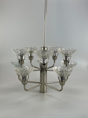 Mid-Century Space Age Chandelier in Metal & Glass, 1970s-EJL-1450705