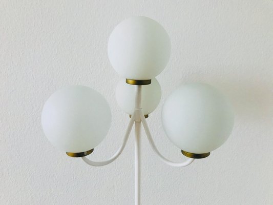 Mid-Century Space Age German Brass and White 4-Arm Floor Lamp from Kaiser Leuchten, 1960s-PUK-617917