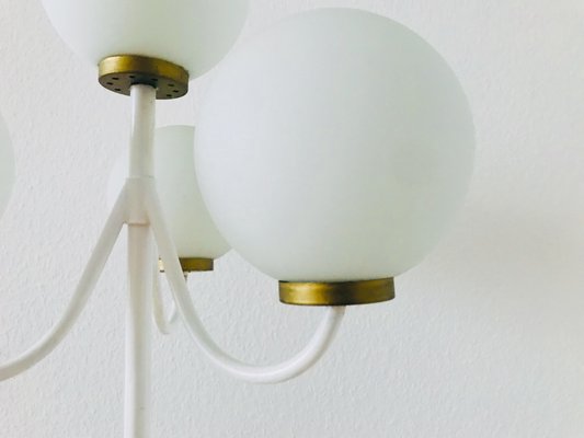 Mid-Century Space Age German Brass and White 4-Arm Floor Lamp from Kaiser Leuchten, 1960s-PUK-617917