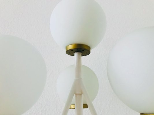 Mid-Century Space Age German Brass and White 4-Arm Floor Lamp from Kaiser Leuchten, 1960s-PUK-617917