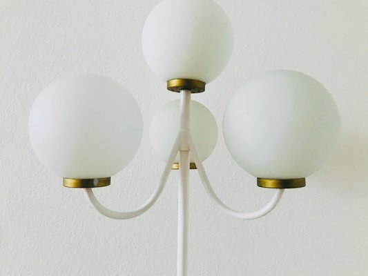 Mid-Century Space Age German Brass and White 4-Arm Floor Lamp from Kaiser Leuchten, 1960s-PUK-617917