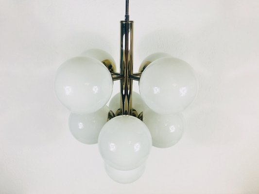 Mid-Century Space Age German Chrome 9-Arm Chandelier from Kaiser Leuchten, 1960s-PUK-617927