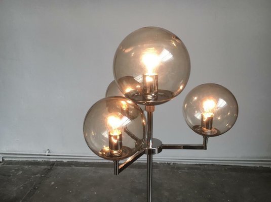 Mid-Century Space Age German Chrome and Glass Floor Lamp from Hustadt Leuchten, 1960s-UAH-2028090