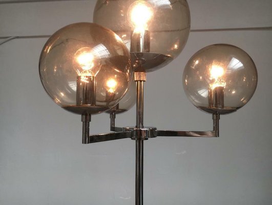 Mid-Century Space Age German Chrome and Glass Floor Lamp from Hustadt Leuchten, 1960s-UAH-2028090