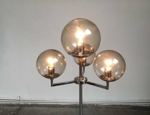 Mid-Century Space Age German Chrome and Glass Floor Lamp from Hustadt Leuchten, 1960s-UAH-2028090