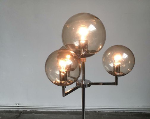 Mid-Century Space Age German Chrome and Glass Floor Lamp from Hustadt Leuchten, 1960s-UAH-2028090