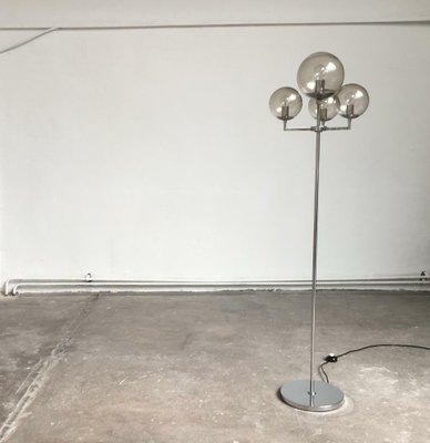 Mid-Century Space Age German Chrome and Glass Floor Lamp from Hustadt Leuchten, 1960s-UAH-2028090