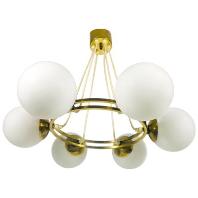 Mid-Century Space Age Golden 6-Arm Space Age Chandelier from Kaiser, 1960s-PUK-617869