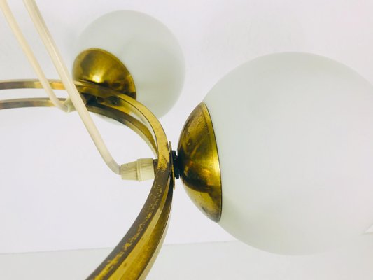 Mid-Century Space Age Golden 6-Arm Space Age Chandelier from Kaiser, 1960s-PUK-617869