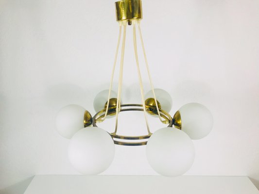 Mid-Century Space Age Golden 6-Arm Space Age Chandelier from Kaiser, 1960s-PUK-617869