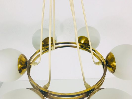 Mid-Century Space Age Golden 6-Arm Space Age Chandelier from Kaiser, 1960s-PUK-617869