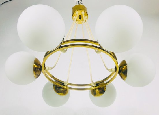 Mid-Century Space Age Golden 6-Arm Space Age Chandelier from Kaiser, 1960s-PUK-617869